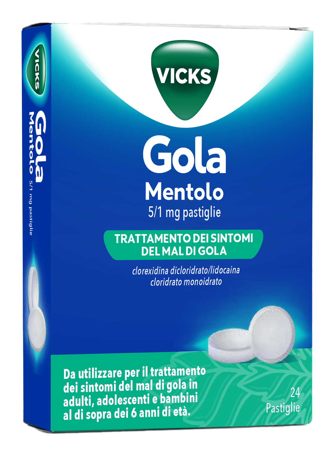VICKS GOLA*24PAST 5+1MG MENTOL - Farmastop