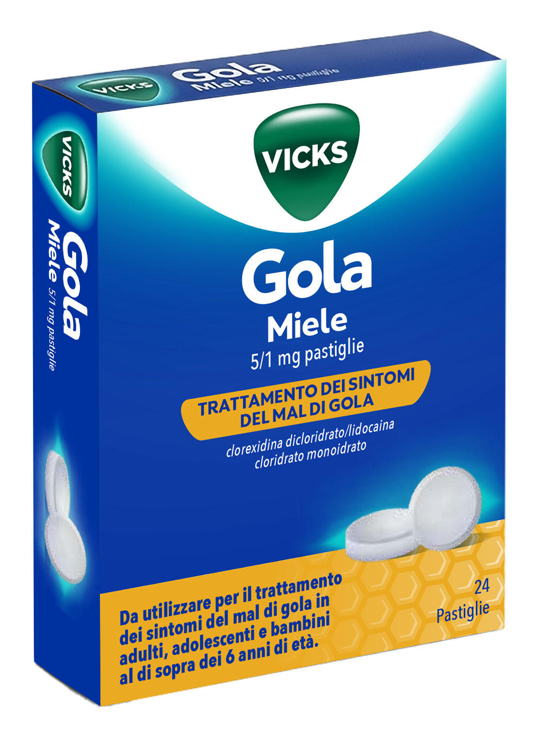 VICKS GOLA*24PAST 5+1MG MIELE - Farmastop