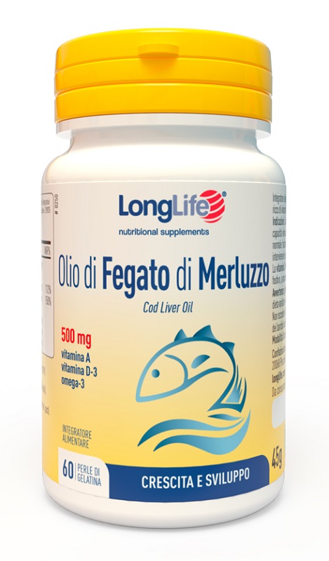LONGLIFE OLIO FEGATO MERLUZZO 500 MG 60 PERLE - Farmastop