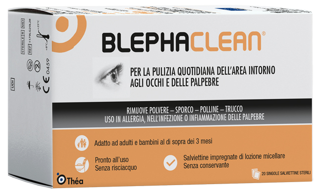 BLEPHACLEAN GARZE OCULARI STERILI A BASE DI ACIDO IALURONICO 20 PEZZI - Farmastop
