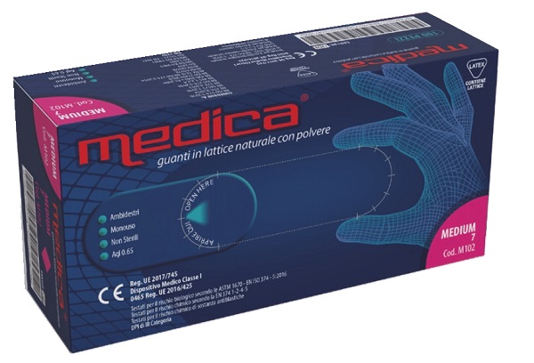 MEDICA GUANTO LATTICE N/STERILE CON POLVERE DM MISURA S 100 PEZZI - Farmastop