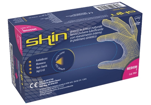GUANTO IN LATTICE SKIN NON STERILE SENZA POLVERE MISURA MEDIUM 100 PEZZI - Farmastop