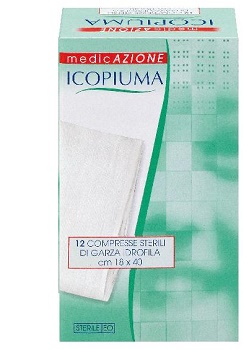 GARZA COMPRESSA IDROFILA ICOPIUMA 18X40CM 12 PEZZI - Farmastop
