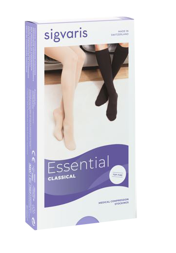 SIGVARIS 701 CCL1 TFQ COLLANT TOP FINE LUNGO PUNTA CHIUSA NERO M - Farmastop