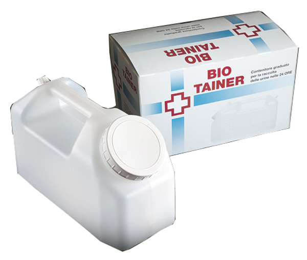 TANICA GRADUATA BIO TAINER PER RACCOLTA DI URINA NELLE 24 ORE 2500 ML CON TAPPINO DI PRELIEVO E MANICO 1 PEZZO - Farmastop