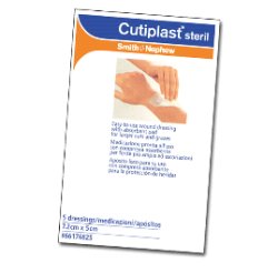 MEDICAZIONE CUTIPLAST STERIL ADESIVA SUPPORTO IN TNT ADESIVO POLIACRILATO IPOLLERGENICO TAMPONE NON ADERENTE 10X8CM 5 PEZZI - Farmastop