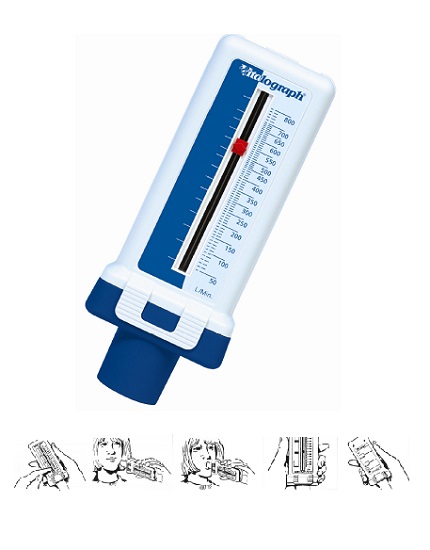 MISURATORE DI PICCO DI FLUSSO ESPIRATORIO. CONSENTE DI SORVEGLIARE EVENTUALI VARIAZIONI DEL FLUSSO FORNENDO INFORMAZIONI SULL'ANDAMENTO DELLA MALATTIA E SULL'EFFICACIA DEI FARMACI - Farmastop