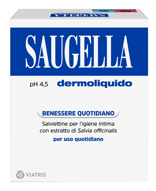 SAUGELLA DERMOLIQUIDO PH 4,5 SALVIETTINE IGIENE INTIMA BENESSERE QUOTIDIANO 10 PEZZI - Farmastop