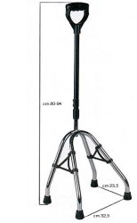 QUATTROPIEDI CANNA GRIGIO SCURO BASE ACCIAIO CROMATO IMPUGNATURA NERO/BORDEAUX - Farmastop