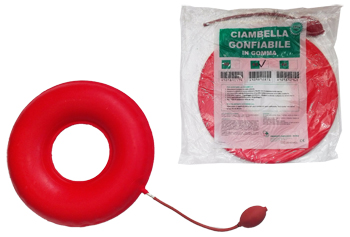 CIAMBELLA GONFIABILE PER INVALIDI IN GOMMA ROSSA TEAM DELUXE CON POMPA 43CM DIAMETRO - Farmastop