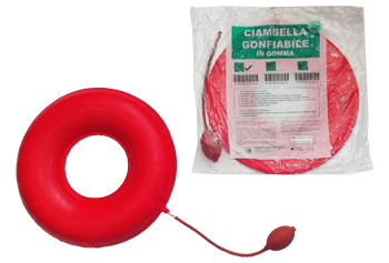 CIAMBELLA GONFIABILE PER INVALIDI IN GOMMA ROSSA TEAM DELUXE CON POMPA 40CM DIAMETRO - Farmastop