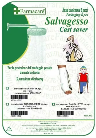 SALVAGESSO PER GAMBALETTO UTILE PER LA PROTEZIONE DEL GESSO DURANTE LA DOCCIA 6 PEZZI - Farmastop