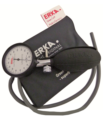 SFIGMOMANOMETRO ANEROIDE KOBOLD ERKA  SCALA DA 300 MMHG CON SUDDIVISIONE DI 2 MM  MANOMETRO DI PRECISIONE IN ALLUMINIO ANODIZZATO E MONOPALLA INCORPORATA  MODELLO A 1 TUBO - Farmastop