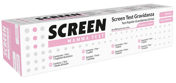 TEST PRECOCE CHE RILEVA L'ORMONE HCG NELL'URINA INDIVIDUANDO LO STATO DI GRAVIDANZA 1 PEZZO SCREEN MAMMA TEST GRAVIDANZA - Farmastop