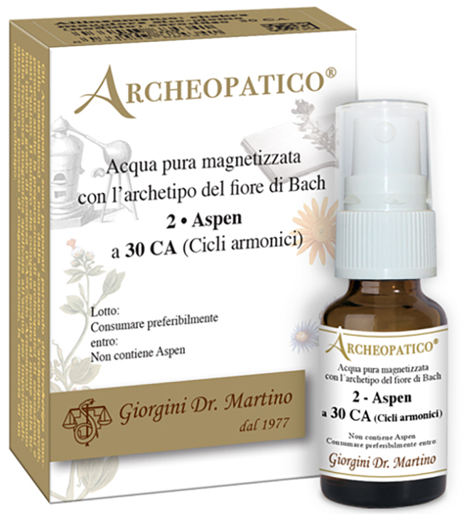 ARCHEOPATICO ACQUA PURA MAGNETIZZATA CON ARCHETIPO DEL FIORE DI BACH 2 ASPEN A 30 CICLI ARMONICI 10 ML - Farmastop