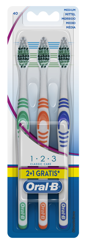 ORALB 123 CLASSIC CARE SPAZZOLINO MANUALE 3 PEZZI - Farmastop