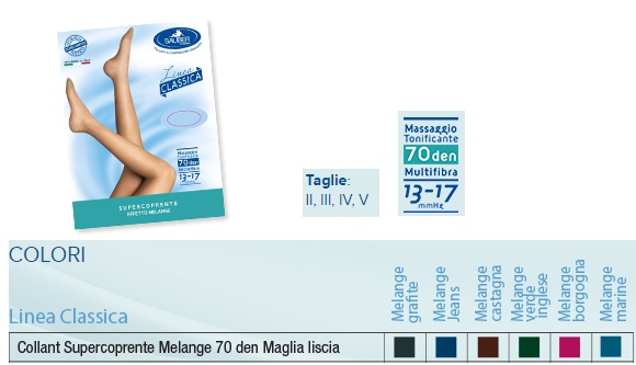 SAUBER COLLANT 70 DENARI SUPER COPRENTE MAGLIA LISCIA MELANGE JEANS 4 LINEA CLASSICA - Farmastop
