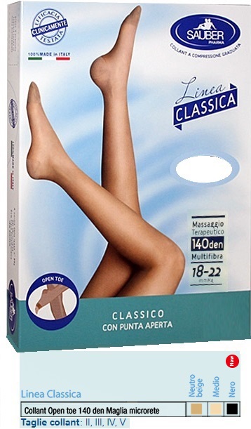 SAUBER COLLANT OPEN TOE MAGLIA MICRORETE 140 DEN COLORE MEDIO 4 LINEA CLASSICA - Farmastop