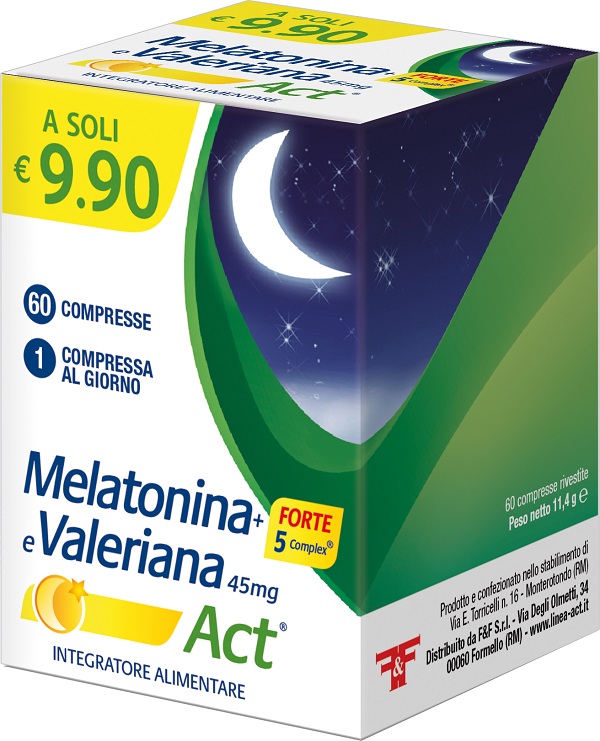 MELATONINA+FORTE 5 COMPLEX E VALERIANA ACT 60 COMPRESSE - Farmastop