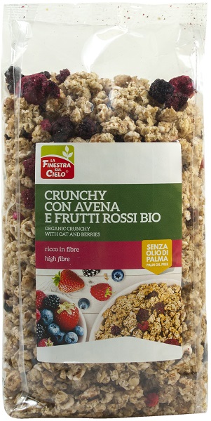 FSC CRUNCHY CON AVENA E FRUTTI ROSSI BIO AD ALTO CONTENUTO DI FIBRE CON OLIO DI GIRASOLE SENZA OLIO DI PALMA 375 G - Farmastop