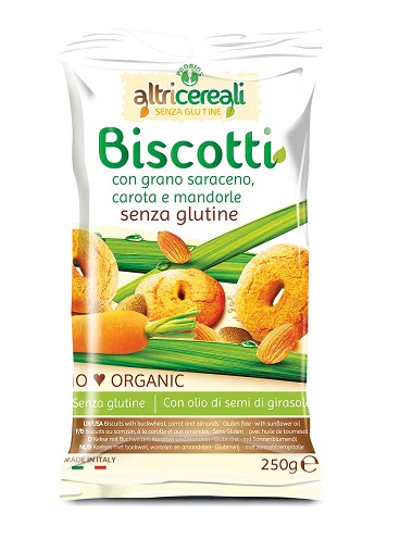 ALTRICEREALI BISCOTTI DI GRANO SARACENO CON CAROTA E MANDORLE BIO 250 G - Farmastop