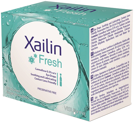 XAILIN FRESH GOCCE OCULARI CARBOSSIMETILCELLULOSA 0,5% 30 FLACONCINI MONODOSE 0,4 ML - Farmastop
