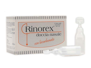 FIALA PER DOCCIA NASALE RINOREX BICARBONATO 15 FIALE 5 ML - Farmastop
