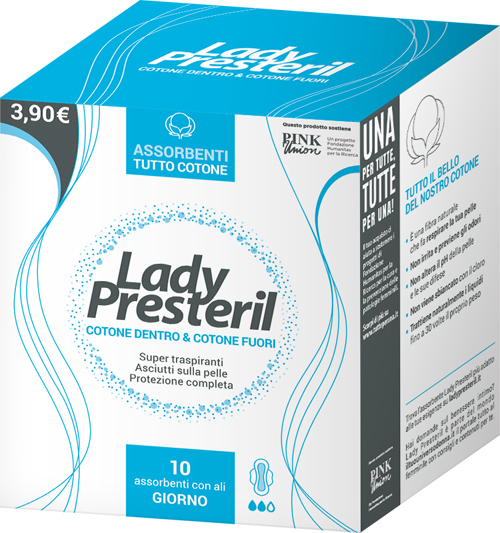 LADY PRESTERIL COTONE DENTRO & COTONE FUORI 10 ASSORBENTI CON ALI GIORNO PROMO - Farmastop