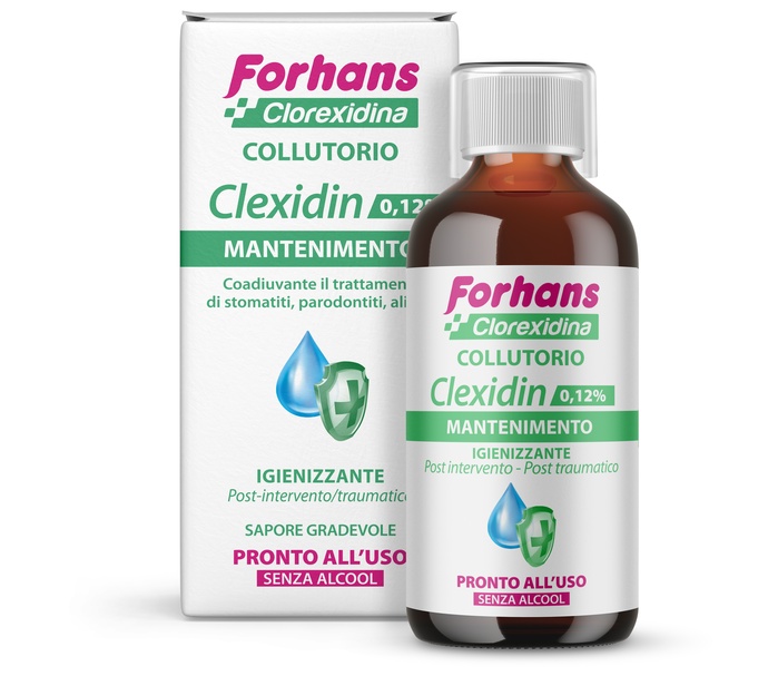 FORHANS COLLUTORIO CON CLOREXIDINA 0,12 CLEXIDIN SENZA ALCOOL 200 ML - Farmastop