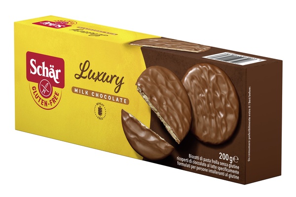 SCHAR LUXURY BISCOTTI DI PASTA FROLLA RICOPERTI DI CIOCCOLATO AL LATTE 200 G - Farmastop