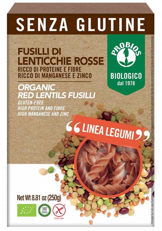 SPECIALITA' 100% LEGUMI FUSILLI LENTICCHIE ROSSE 250 G - Farmastop