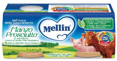 MELLIN OMOGENEIZZATO MANZO PROSCIUTTO CON VERDURE 2 PEZZI X 120 G - Farmastop