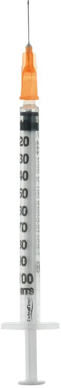 SIRINGA PER INSULINA EXTRAFINE 1ML 100 UI AGO REMOVIBILE 25 GAUGE 0,5X16 MM 1 PEZZO - Farmastop