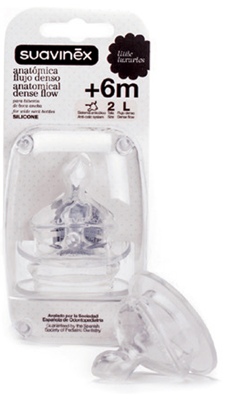 SUAVINEX LITTLE LUXURIES TETTARELLA IN SILICONE ANATOMICA COLLO LARGO 2L 2 PEZZI - Farmastop