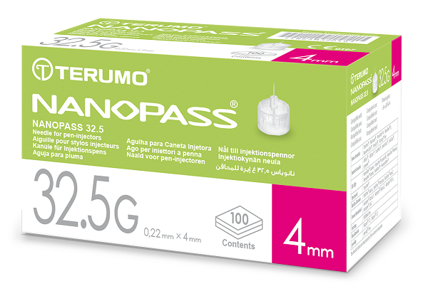 AGO PER PENNA DA INSULINA NANOPASS 32,5 GAUGE LUNGHEZZA 4 MM 100 PEZZI - Farmastop