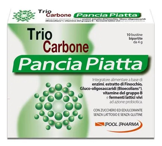 TRIOCARBONE PANCIA PIATTA 10 BUSTINE BIPARTITE 4 G - Farmastop