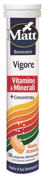 MATT BENESSERE VIGORE VITAMINE & MINERALI 20 COMPRESSE EFFERVESCENTI GUSTO ARANCIA - Farmastop