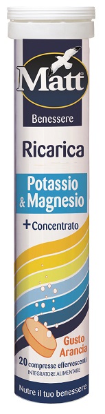 MATT BENESSERE RICARICA POTASSIO & MAGNESIO 20 COMPRESSE EFFERVESCENTI GUSTO ARANCIA - Farmastop