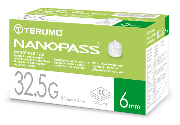 AGO PER PENNA DA INSULINA NANOPASS 32,5 GAUGE LUNGHEZZA 6 MM 100 PEZZI - Farmastop