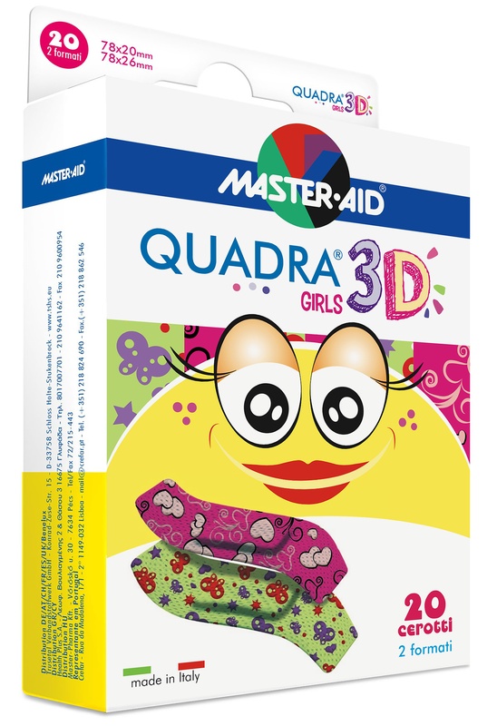 CEROTTO MASTER-AID QUADRA 3D GIRLS 20 PEZZI ASSORTITI - Farmastop