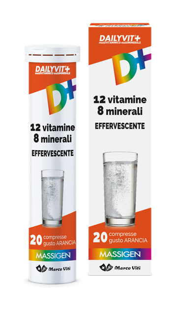 MASSIGEN DAILYVIT 12 VITAMINE 8 MINERALI EFFERVESCENTE 20 COMPRESSE - Farmastop