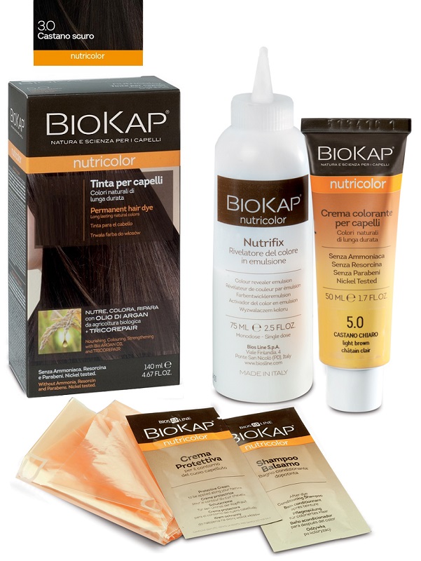 BIOKAP NUTRICOLOR 3,0 NEW CASTANO SCURO TINTA TUBO + FLACONE - Farmastop