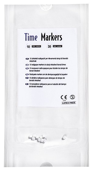 MARCATORE RADIOPACO IN GRANULI A BASE DI POLIPROPILENE FOOD GRADE E BARIO SOLFATO FU TIME-MARKERS PER RILEVAMENTO TEMPO DI TRANSITO INTESTINALE BUSTA DA 10 CILINDRETTI 20 PEZZI - Farmastop