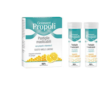 GOLASEPT PROPOLI 24 COMPRESSE MASTICABILI MIELE LIMONE - Farmastop