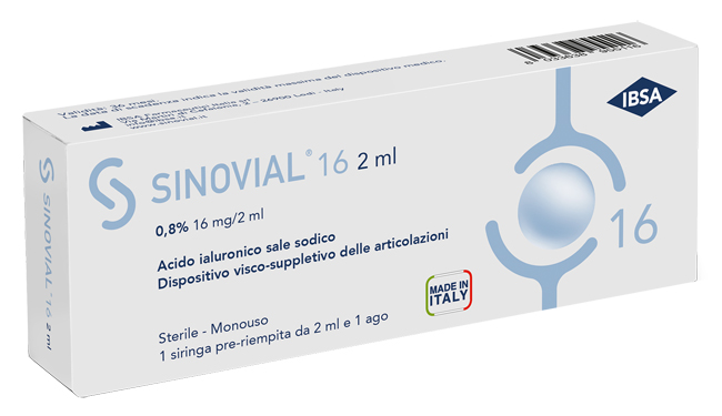 SIRINGA INTRA-ARTICOLARE SINOVIAL 16 ACIDO IALURONICO 0,8% 16 MG/2 ML 1 FS + AGO GAUGE 21 1 PEZZO - Farmastop