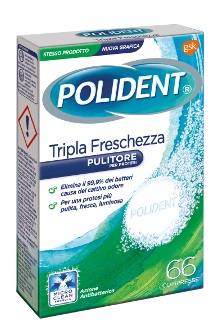 POLIDENT TRIPLA FRESCHEZZA 66 COMPRESSE - Farmastop