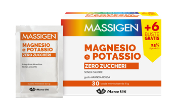 MASSIGEN MAGNESIO E POTASSIO ZERO ZUCCHERI 24 BUSTINE + 6 GRATIS - Farmastop