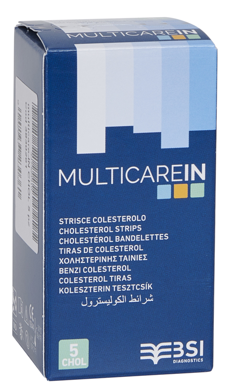 TEST COLESTEROLEMIA MULTICARE IN COLESTEROLO IN STRISCE CON ASPIRAZIONE CAPILLARE 5 PEZZI - Farmastop