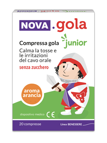 NOVA GOLA JUNIOR ARANCIA 20 COMPRESSE SENZA ZUCCHERO - Farmastop