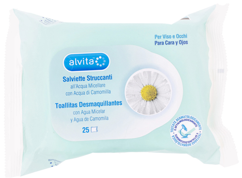 ALVITA SALVIETTINE STRUCCANTI ACQUA MICELLARE 25 PEZZI - Farmastop